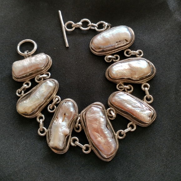 VTG STERLING SILVER Heavy MOP Bracelet & Pendant - Picture 6 of 11